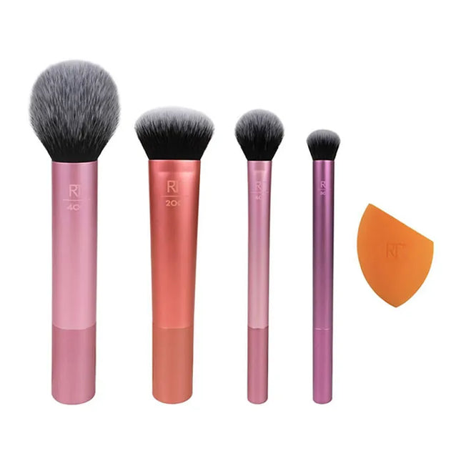 Real Techniques Everyday Essentials Make-Up Brush Set 5 Pieces (1 x Blusher Brush 1 x Miracle Complexion Sponge 1 x Face Powder Brush 1 x Eye Brush) for Women