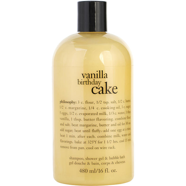 Vanilla Birthday Cake Shampoo, Shower Gel & Bubble Bath  --480ml/16oz Philosophy