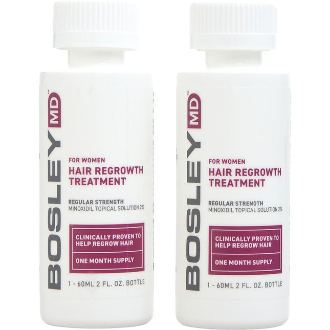 Bosleymd Hair Regrowth Treatment For Women Regular Strength Minoxidil Topical Solution  2% Two Month Supply 2- 2 Oz Bottles (dropper) Bosley