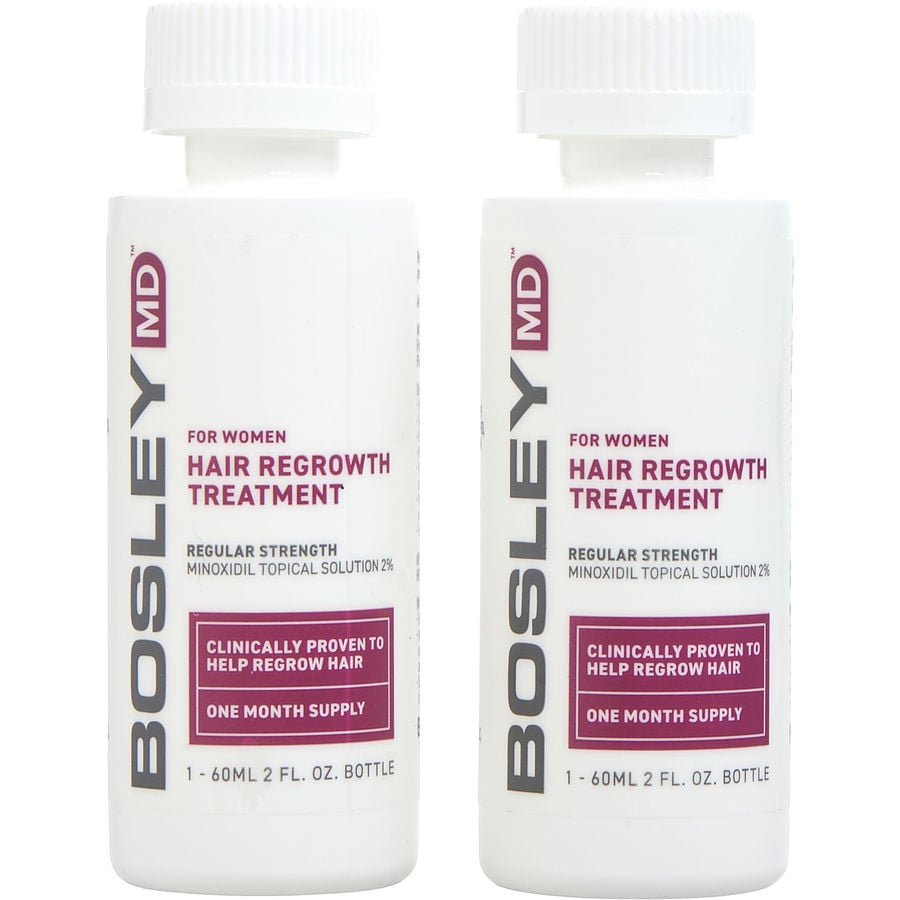 Bosleymd Hair Regrowth Treatment For Women Regular Strength Minoxidil Topical Solution  2% Two Month Supply 2- 2 Oz Bottles (dropper) Bosley