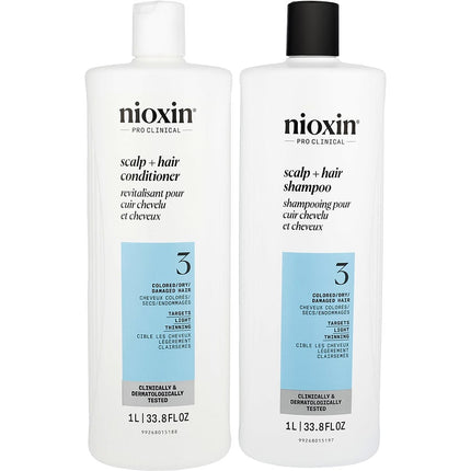 System 3 Scalp Therapy Conditioner And Cleanser Shampoo For Colored Hair With Light Thinning Liter Duo