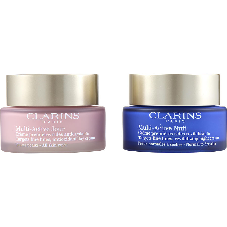 Clarins Multi-Active Partners Set: Day Cream 50ml/1.6oz (All Skin Types ) + Night 50ml/1.7oz (Normal To Dry Skin) --2pcs