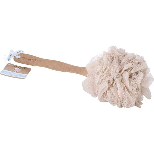 Spa Accessories Net Sponge Stick (Beech Wood) - Beige