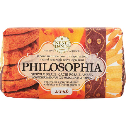 Philosophia Natural Soap - Scrub - Mediterranean Plum, Persimmon & Amber With Bran & Walnut Granules  --250g/8.8oz