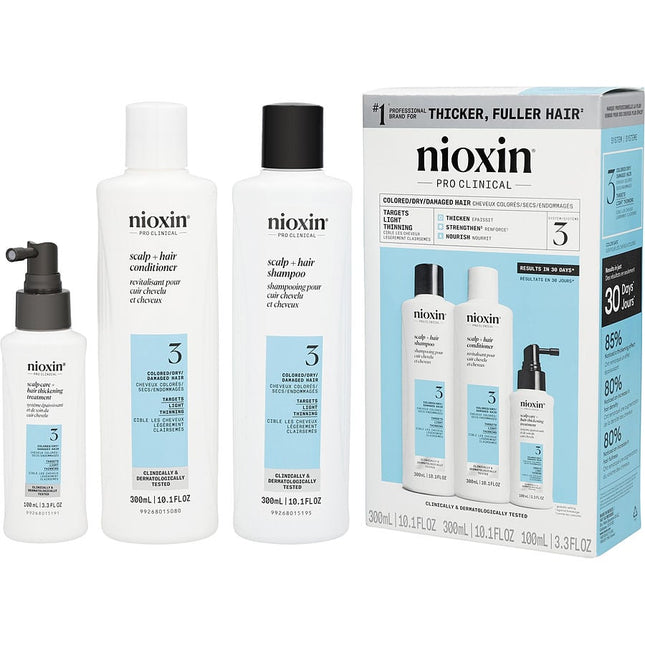 Nioxin Set-3 Piece Maintenance Kit System 3 With Cleanser 300 ml & Scalp Therapy Treatment 100 (Packaging May Vary)