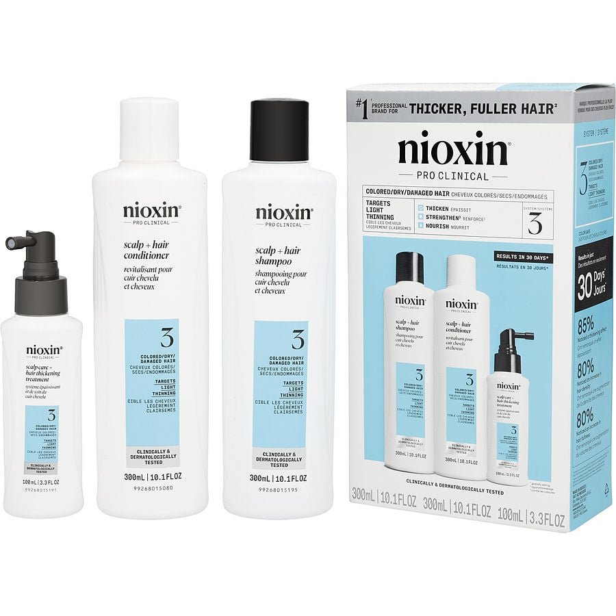 Nioxin Set-3 Piece Maintenance Kit System 3 With Cleanser 300 ml & Scalp Therapy Treatment 100 (Packaging May Vary)
