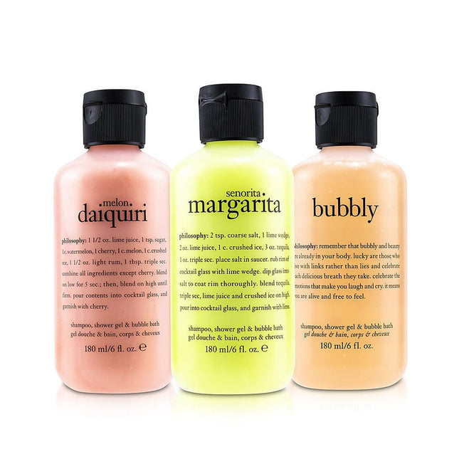 Philosophy Congrats! 3-Piece Shower Gel Set: 1x Senorita Mrgarita 180ml + Melon Daiquiri Bubby 3x180ml/6oz