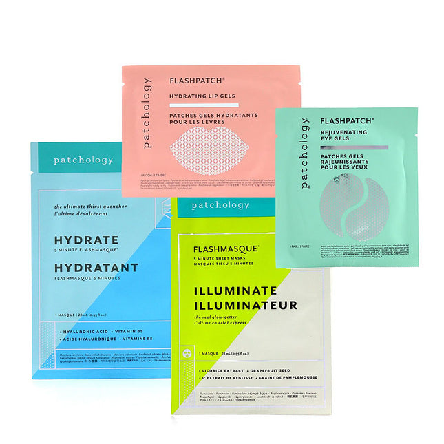 Patchology On The Fly Kit: 2x Hydrate Mask + 1x Restoring Night Eye Gels Rejuvenating Hydrating Lip Gel 5pcs