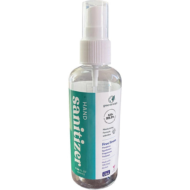Greenerways Hand Sanitizing Spray 70% Alcohol Moisturizing Formula With Aloe 100 ml
