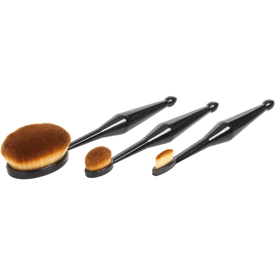 Qentessi Make Up Oval Brush Set: Small Straight Shaped Brush + Medium Oval Shaped Brush + Large Oval Shaped Brush -- 3pcs By Qentessi Qentessi
