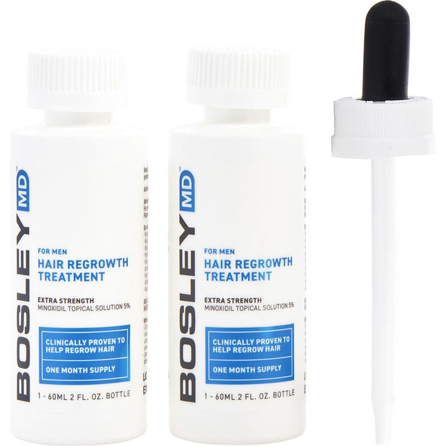 Bosleymd Men's Hair Regrowth Treatment For Men Extra Strength Minoxidil 5% Topical Solution - Two Month Supply 2- 2 Oz Bottles (dropper) Bosley