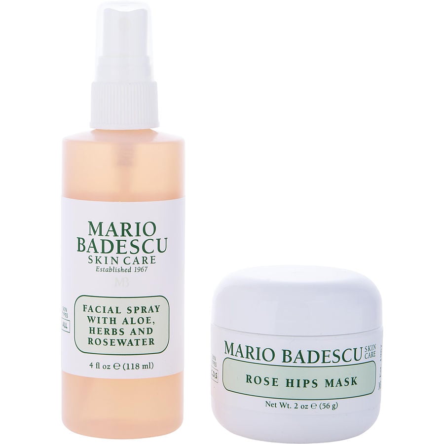 Rose Mask & Mist Duo Set: Facial Spray With Aloe, Herbs And Rosewater 4oz + Rose Hips Mask 2oz  --2pcs Mario Badescu