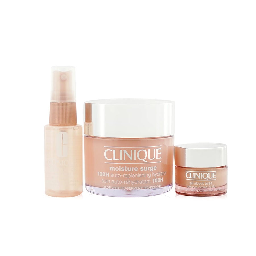 Clinique Moisture Surge Set: 100h 125ml+ All About Eyes 15ml+ Face Spray Thirsty Skin Relief 30ml --3pcs