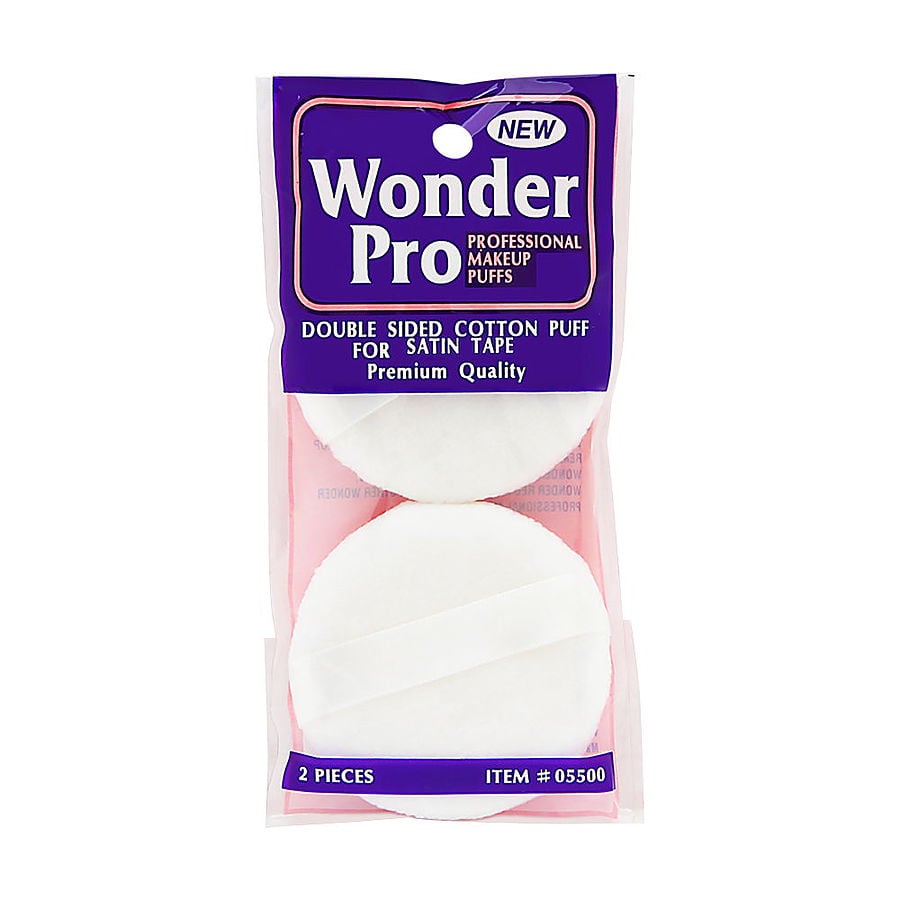 Wonder Pro Double Sided Cotton Puff With Satin Tape --2ct By Wonder Wonder