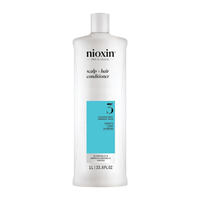Nioxin System 3 Conditioner for Dyed/Dry/Damaged Hair and Moderate Loss 1000ml, 1000 ml for Unisex