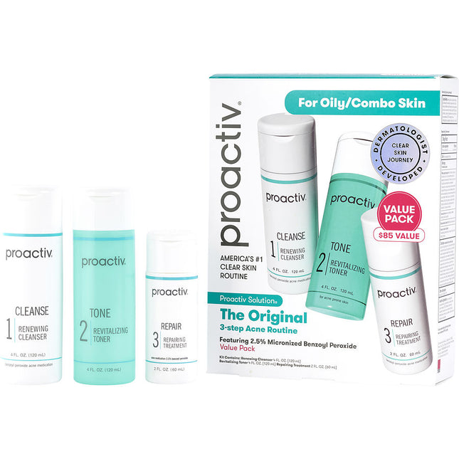 Proactiv 3-Step Acne Treatment (60 Days) - Renewing Cleanser 120ml + Revitalizing Toner Repairing 60ml --3pcs