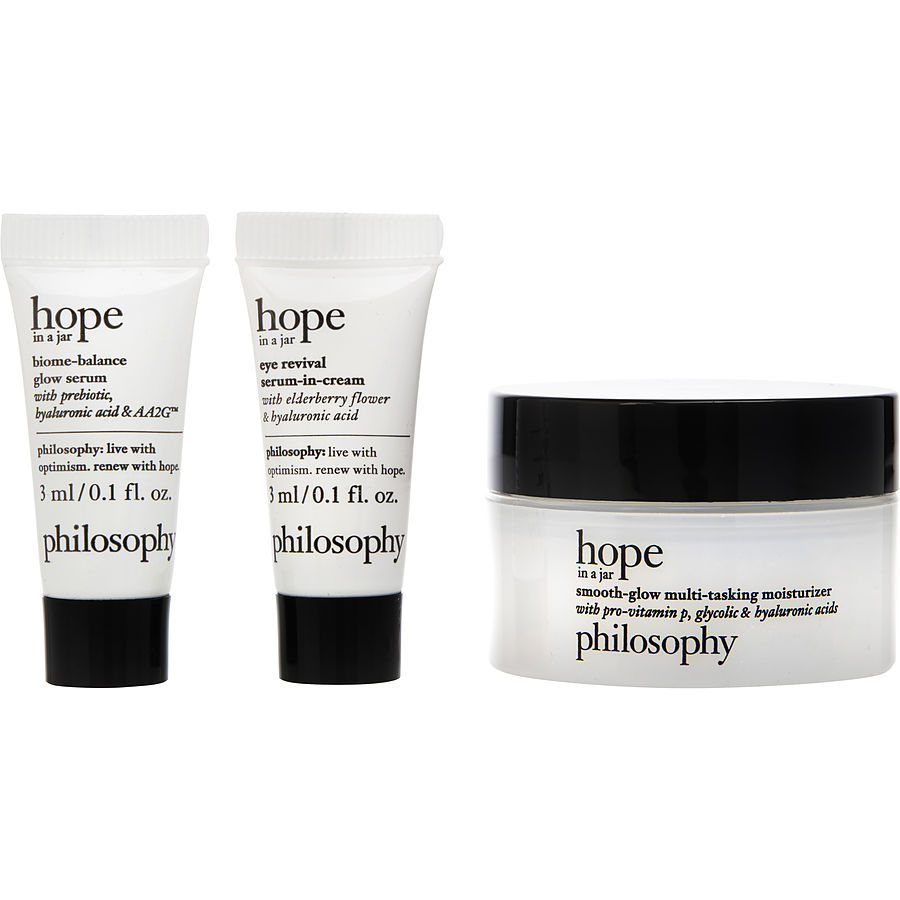 Philosophy Hope In A Jar Hydrate, Smooth & Glow Mini Set: Serum 3ml + Eye Cream Moisturizer 15ml 3pcs