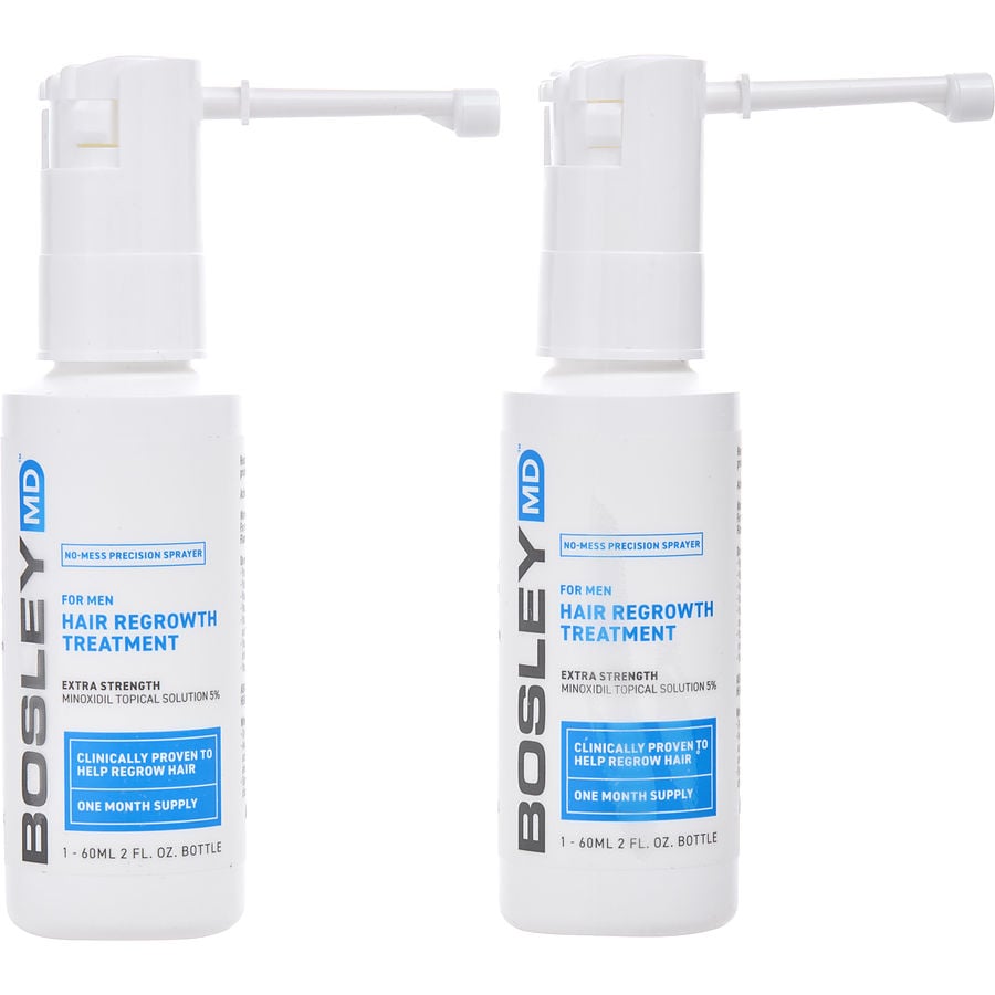 Bosleymd Men's Hair Regrowth Treatment For Men Extra Strength Minoxidil 5% Topical Solution - Two Month Supply 2- 2 Oz Bottles (sprayer) Bosley