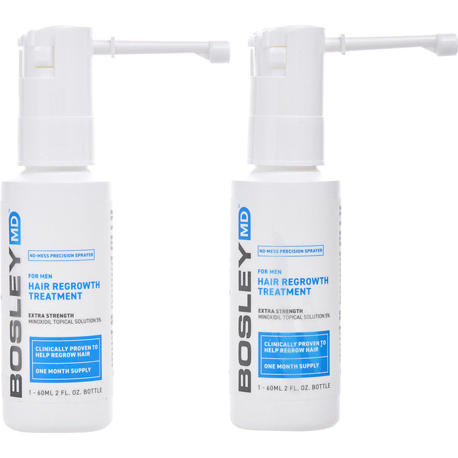 Bosley Bosleymd Men's Hair Regrowth Treatment For Men Extra Strength Minoxidil 5% Topical Solution - Two Month Supply 2- Bottles (Sprayer) 2 oz