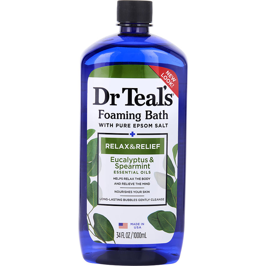 Dr. Teal's Foaming Bath With Pure Epsom Salt Relax & Relief Eucalyptus Spearmint 1000ml/34oz