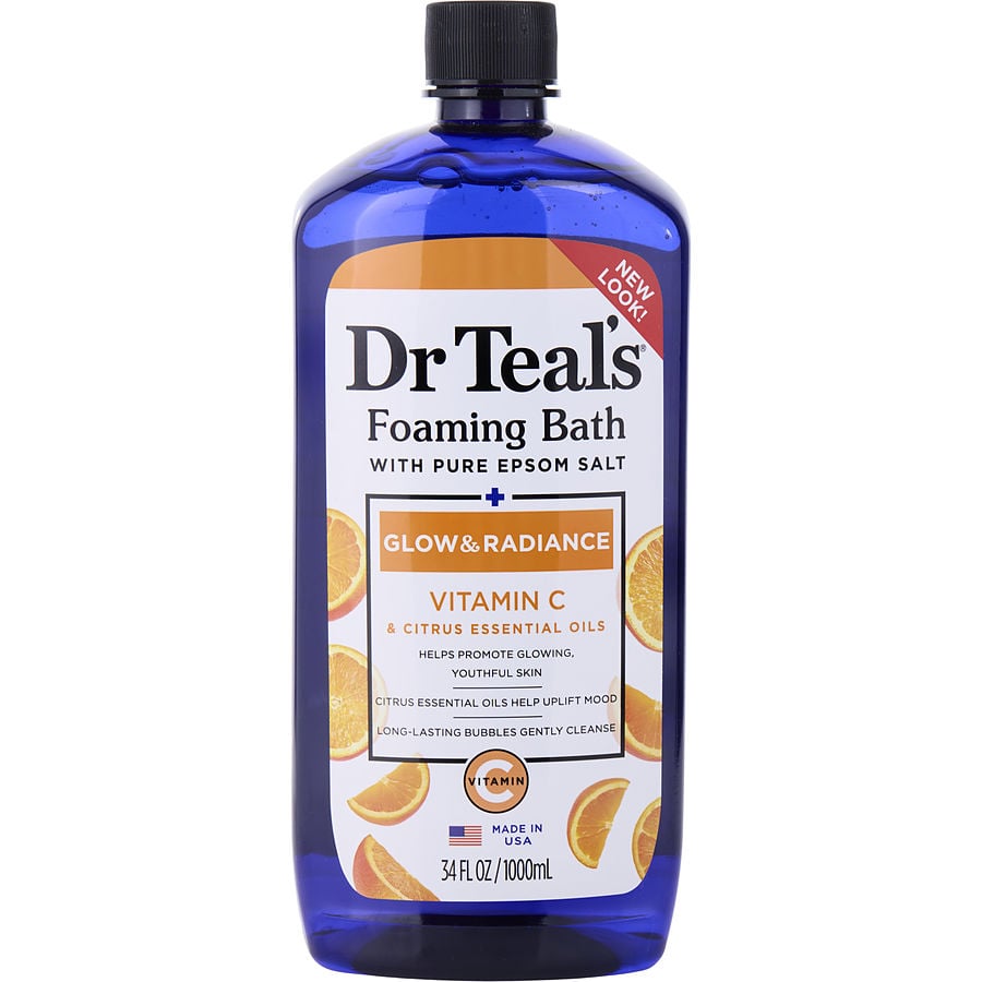 Foaming Bath With Pure Epsom Salt Glow & Radiance With Vitamin C & Citrus Essential Oils --1000ml/34oz Dr. Teal's
