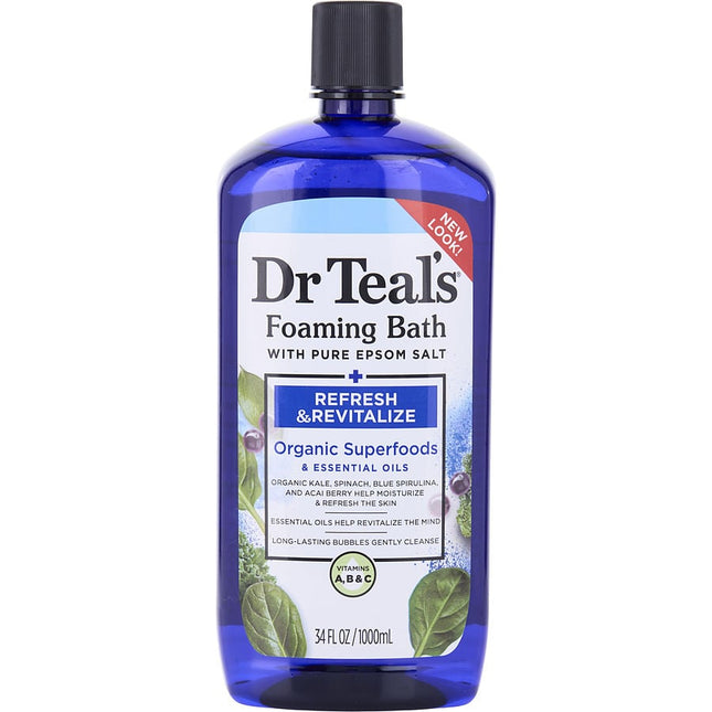 Foaming Bath With Pure Epsom Salt Refresh & Revitalize With Organic Superfoods & Essential Oils --1000ml/34oz Dr. Teal's
