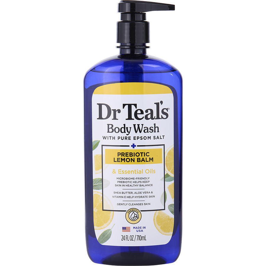 Dr. Teal's Body Wash With Pure Epsom Salt - Prebiotic Lemon Balm Sage & Thyme Essential Oils 710ml/24oz