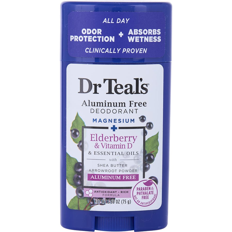 Aluminum Free Deodorant - Magnesium+ Elderberry & Vitamin D & Essential Oils --75g/2.65oz Dr. Teal's