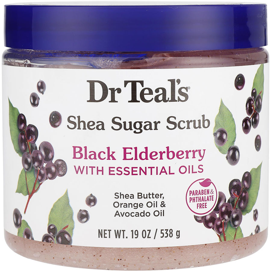 Dr. Teal's Shea Sugar Scrub - Black Elderberry With Essential Oils 538g/19oz
