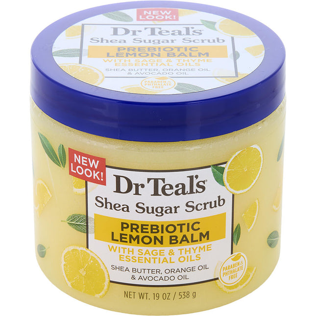 Dr. Teal's Shea Sugar Scrub - Prebiotic Lemon Balm With Sage & Thyme Essential Oils 538g/19oz