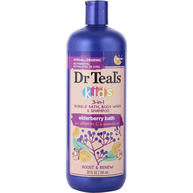 Dr. Teal's Kids 3-In-1 Bubble Bath, Body Wash & Shampoo Eldeberry Bath With Vitamin Essential Oils 591ml/20oz