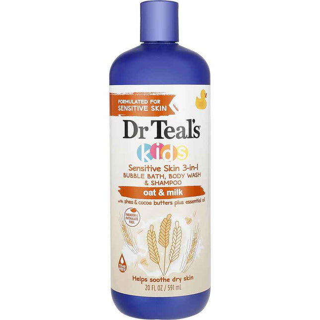 Dr. Teal's Kids 3-In-1 Bubble Bath, Body Wash & Shampoo Oat Milk With Shea Butter, Cocoa Essential Oil 591ml/20oz