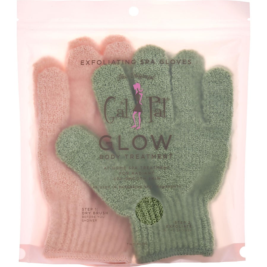 Spa Accessories Gal Pal Twin Exfoliating Gloves Treatment (Peach & Green)