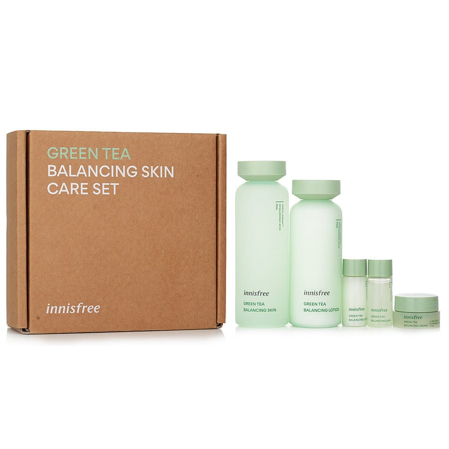 Innisfree Green Tea Balancing Skin Care Set (Toner 200ml + Lotion 160ml Cream 10ml Toner 15ml 15ml) --5pcs
