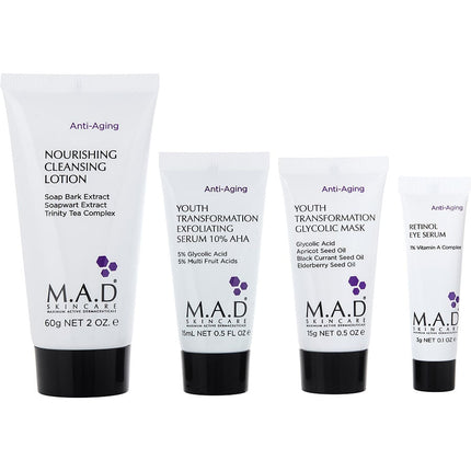 Discover Anti-aging: Cleansing Lotion 60ml + Exfoliating Serum 14.7g + Glycolic Mask 14.7g + Retinol Eye Serum 7.3g --4pcs