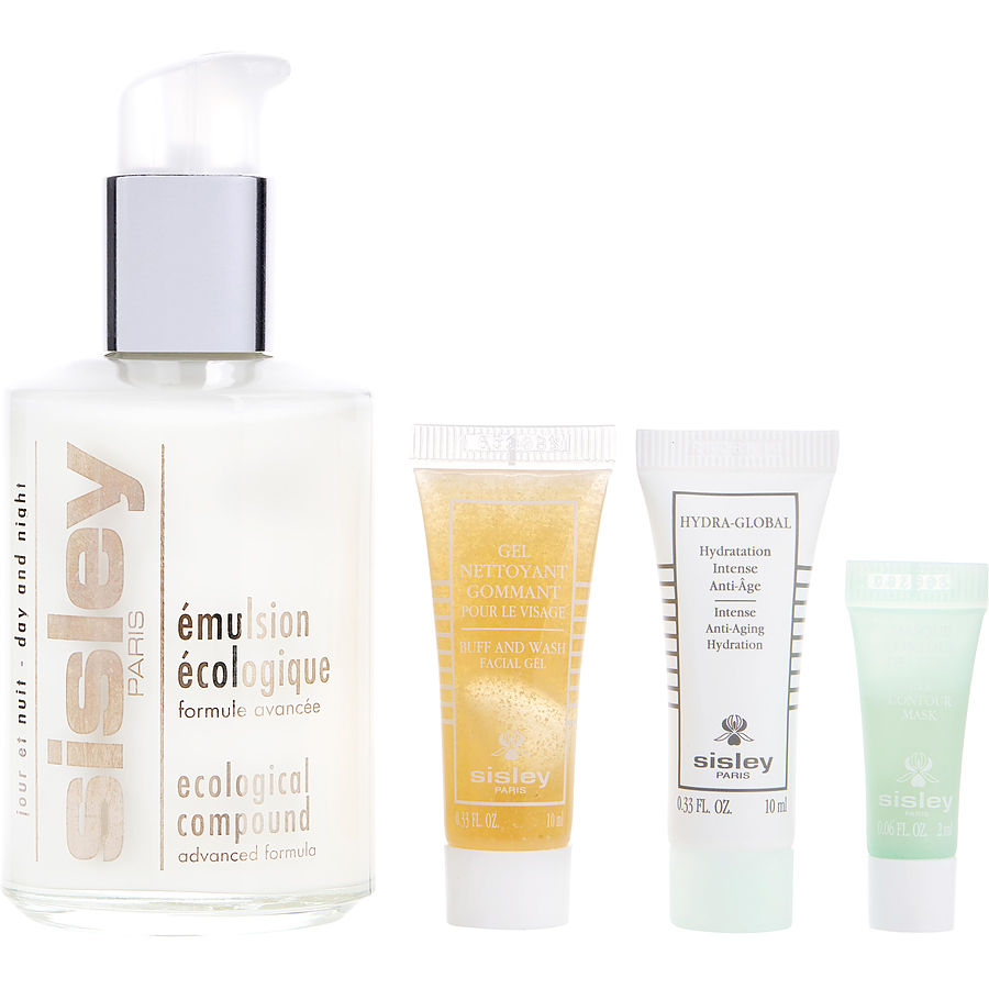 Sisley Emulsion Ecologique Set: Ecological Compound 125ml + Facial Gel 10ml Anti-Aging Hydration Eye Contour Mask 2ml 4pcs