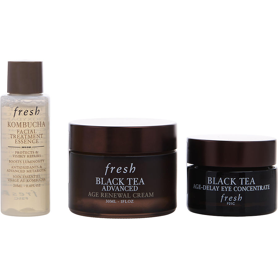 Fresh Smooth And Radiant Trio: Kombucha Cleansing Treatment 20ml + New Black Tea Advanced Age Renewal 30ml Eye Concentrate 15ml --3pcs