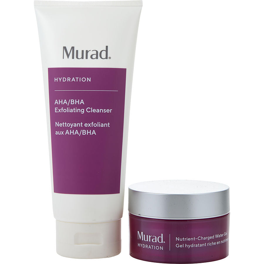 Murad Smooth + Replenish Set: Aha/Bha Cleanser 200ml Nutrient Charged Water Gel 50ml --2pcs