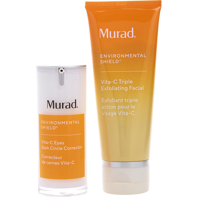 The Glow Clinic Set: Vita-c Triple Exfoliating Facial 2.7oz + Vita-c Eyes Dark Circle Corrector 0.5oz --2pcs Murad