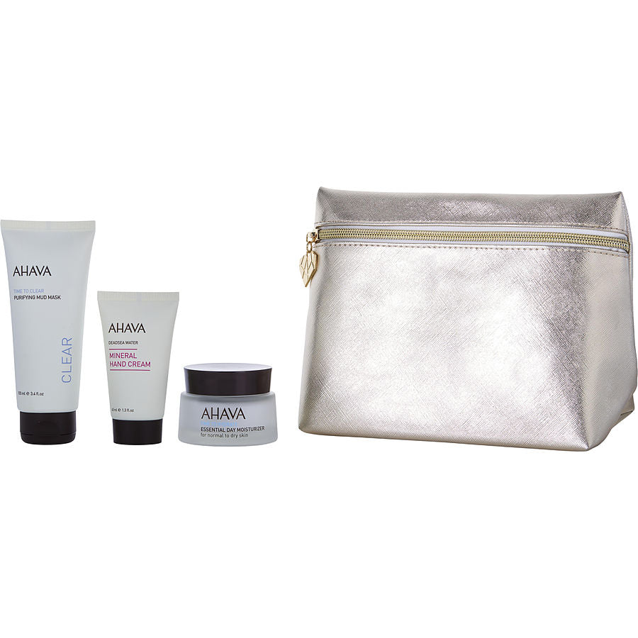 Ahava Celebrate Life Mad For Mud Set: Time To Hydrate Essential Day 50ml+ Clear Purifying Mask 100ml + Deadsea Water Mineral Hand Cream 40ml --3pcs