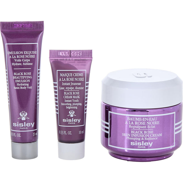 Black Rose Set: Black Rose Skin Infusion Cream 1.6oz + Black Rose Cream Mask 0.34oz + Black Rose Beautifying Emulsion 0.5oz --3pcs Sisley