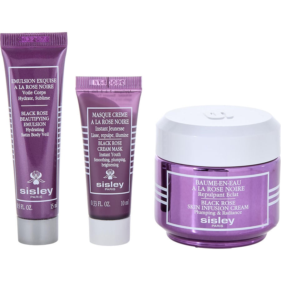 Black Rose Set: Black Rose Skin Infusion Cream 1.6oz + Black Rose Cream Mask 0.34oz + Black Rose Beautifying Emulsion 0.5oz --3pcs Sisley