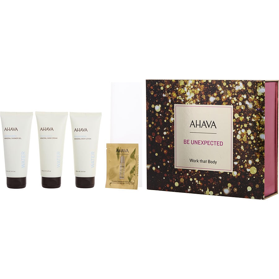 Be Unexpected Work That Body Set: Deadsea Water Mineral Body Lotion 100ml + Hand Cream 100ml + Shower Gel 100ml + Crystal Ostomer X6 Serum 0.5ml --4pcs Ahava