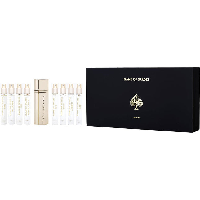 Jo Milano Variety By Jo Milano Game Of Spades Set With King & Wildcard & Win & Rouge Extrait & Royale & Bid & Queen & Jackpot & Ace And All Are Parfum Spray Minis 0.34 Oz