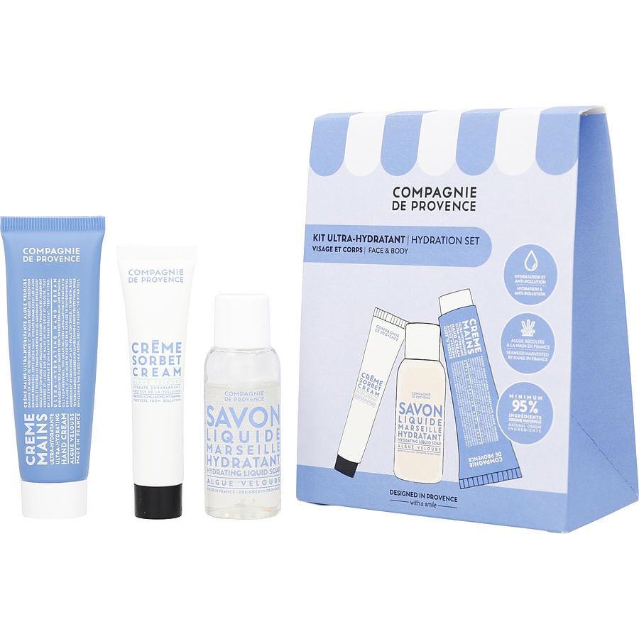 Hydration Set: Liquid Marseille Soap 30ml + Hand Cream 30ml + Face Cream 15ml --3pcs Compagnie De Provence