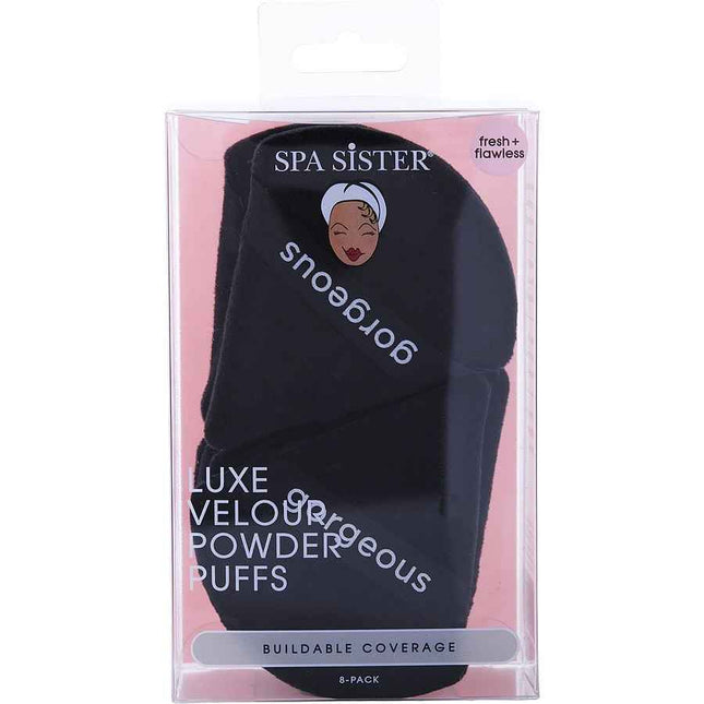 Spa Accessories Spa Sister Luxe Velour Powder Puffs - Black Gorgeous 8 Pack