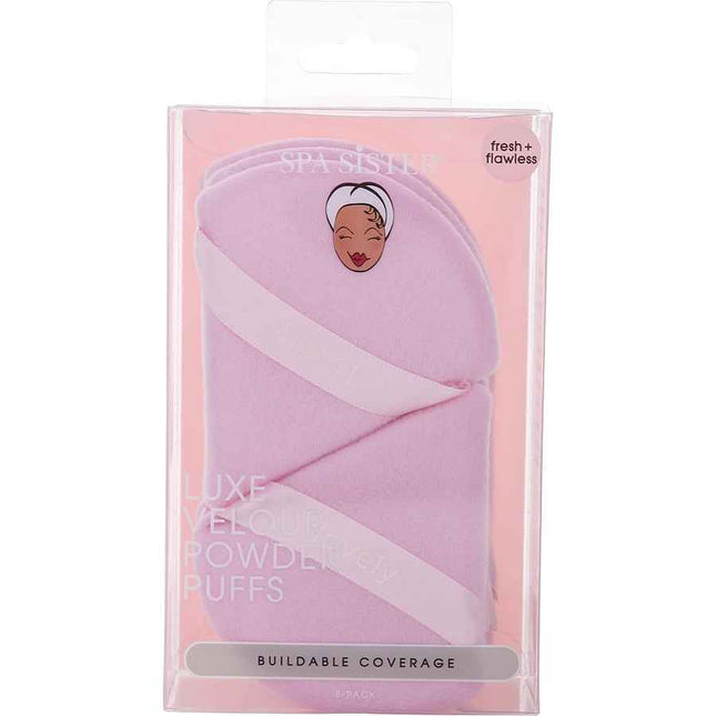 Spa Accessories Spa Sister Luxe Velour Powder Puffs - Soft Pink Lovely 8 Pack