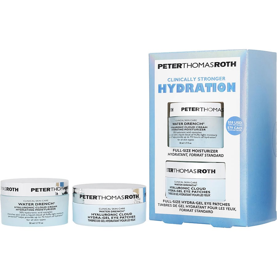 Clinically Stronger Hydration 2-piece Kit: Water Drench Hyaluronic Cloud Cream 50ml + Hyaluronic Cloud Hydra-gel Eye Patches 60ct --2pcs Peter Thomas Roth