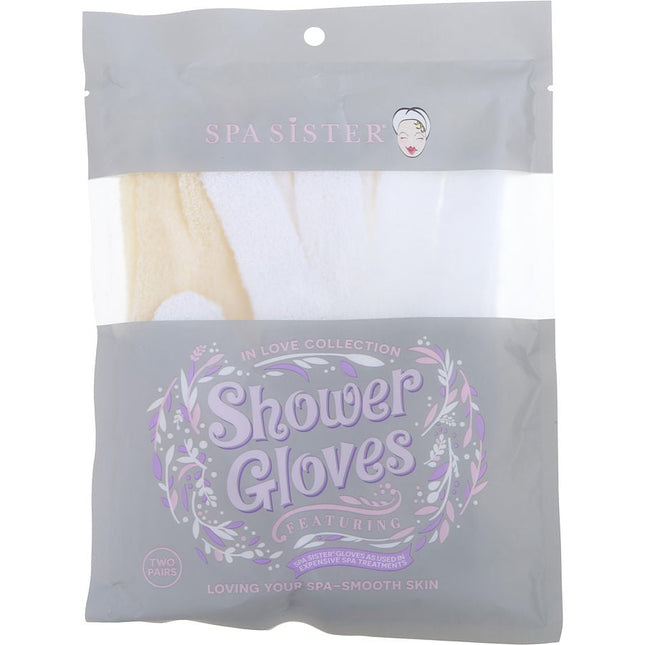 Spa Accessories Spa Sister Twin Exfoliating Gloves Treatment (White & Beige)