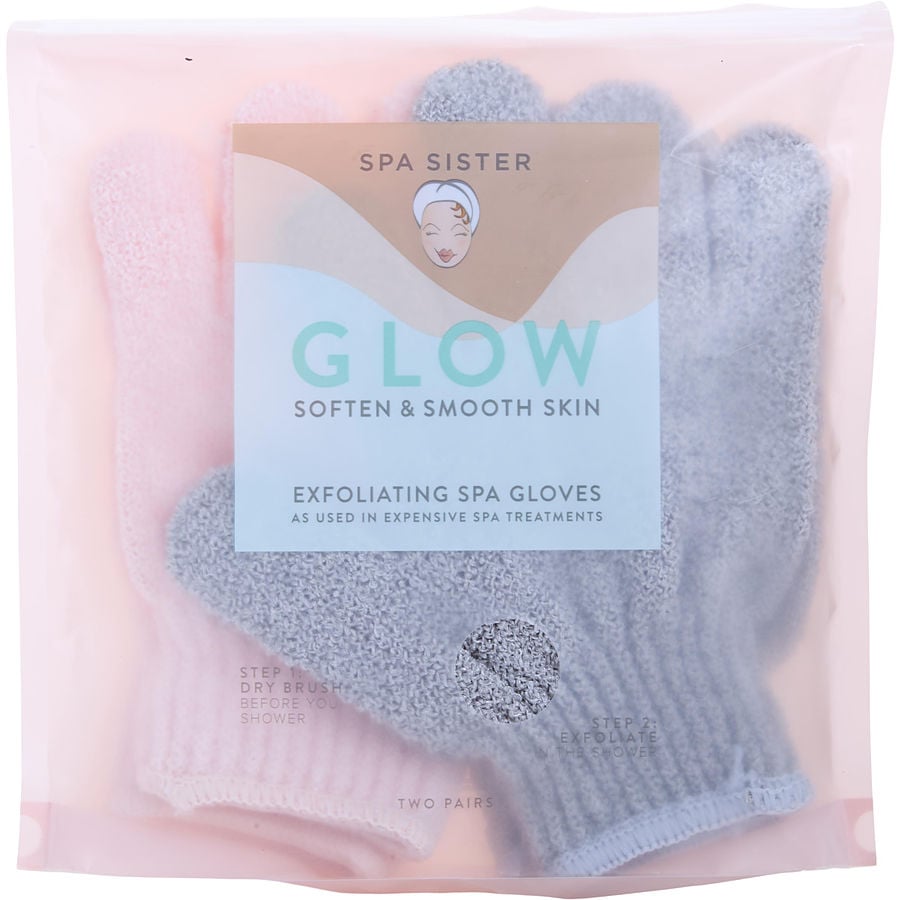 Spa Accessories Spa Sister Twin Exfoliating Spa Gloves (Pink & Grey)